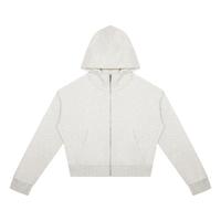 Sweat zippé crop top femme original gris clair, vue de face
