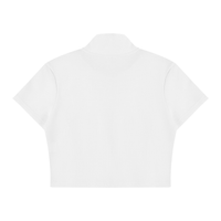 Packshot dos du top zippé crop original femme blanc