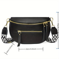 Sac banane cuir femme noir porté en bandoulière – vue 5