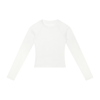 Packshot face du t-shirt manches longues original femme blanc