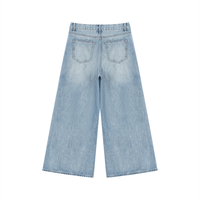 Dos du jean wide leg femme déchiré délavé bleu clair