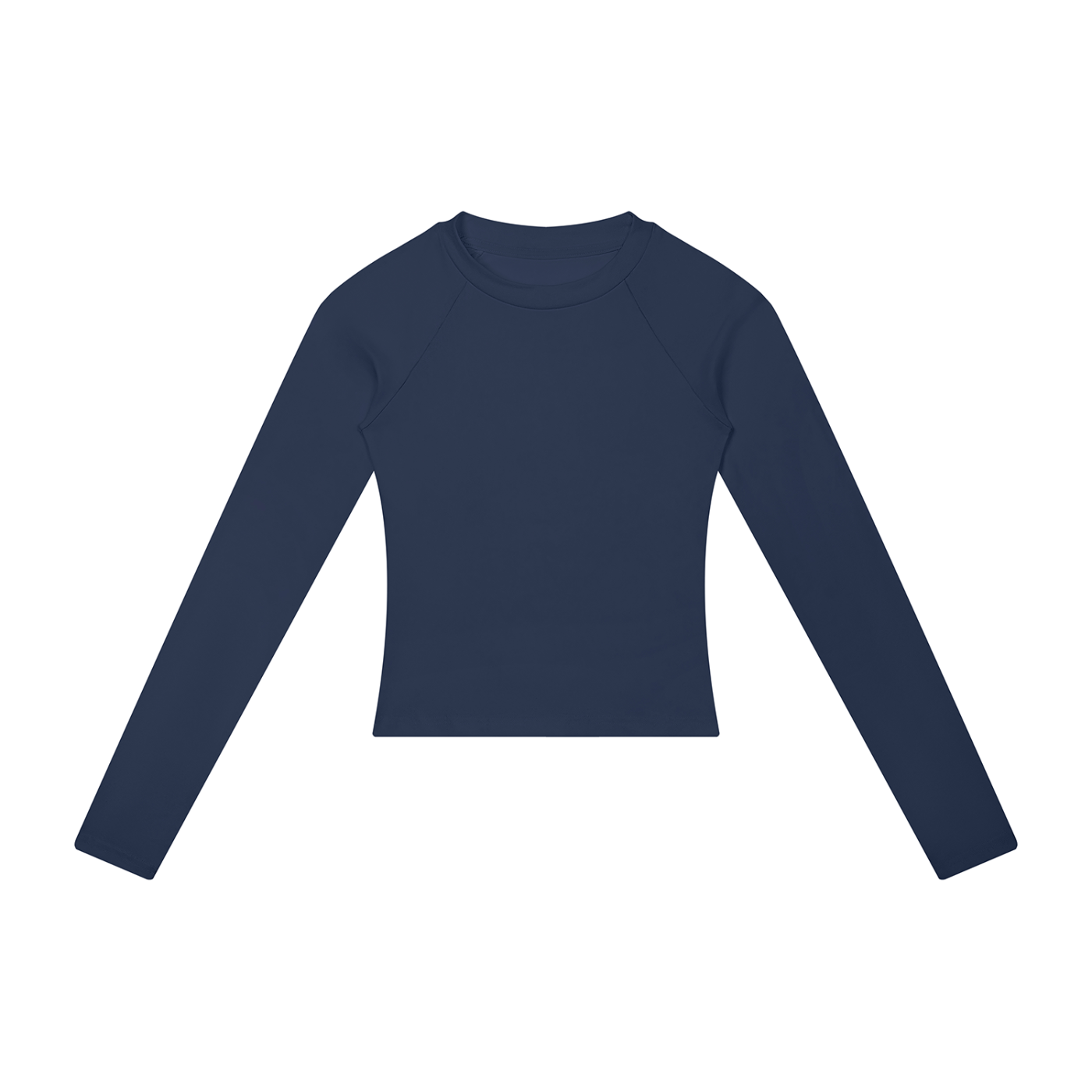 Packshot face du t-shirt manches longues original femme bleu marine