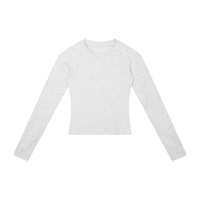 Packshot face du t-shirt manches longues original femme gris avoine