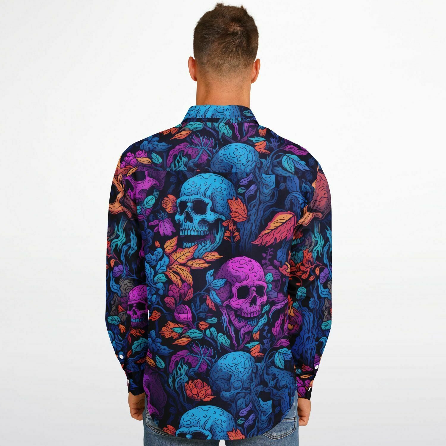 t-shirts manches longues tête de mort fluo