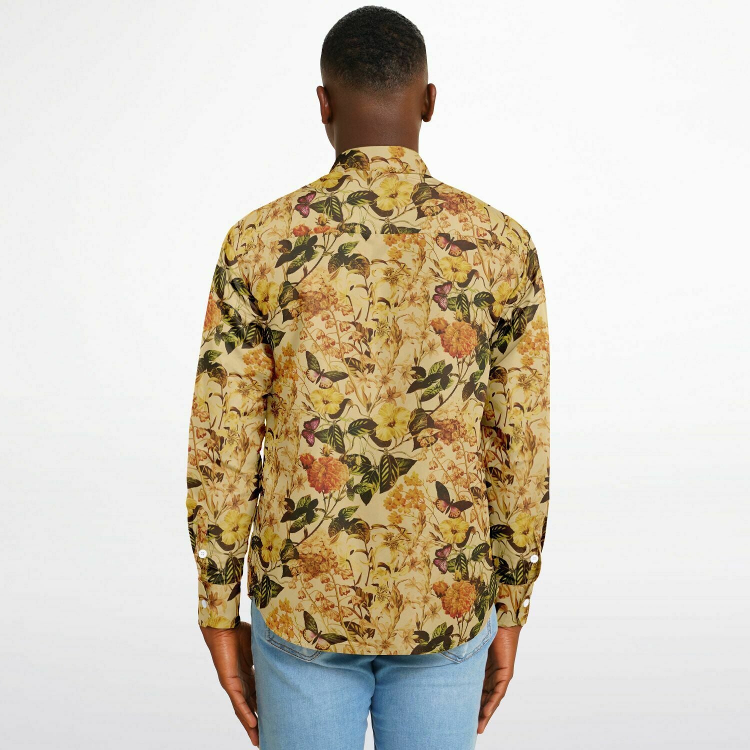 tenue masculine chemise beige à motifs