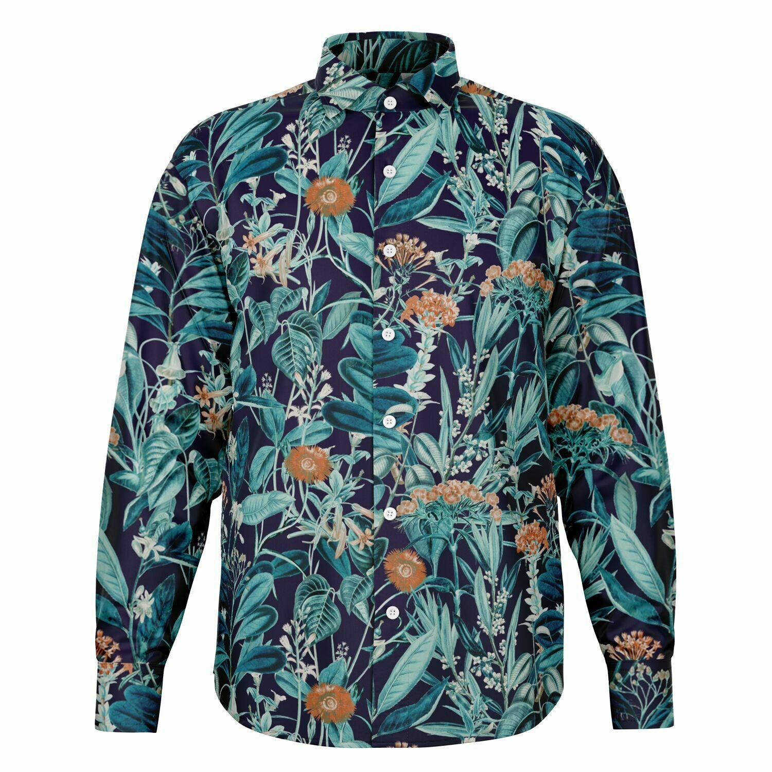 CHEMISE HOMME originale style floral bleue - MANCHES LONGUES