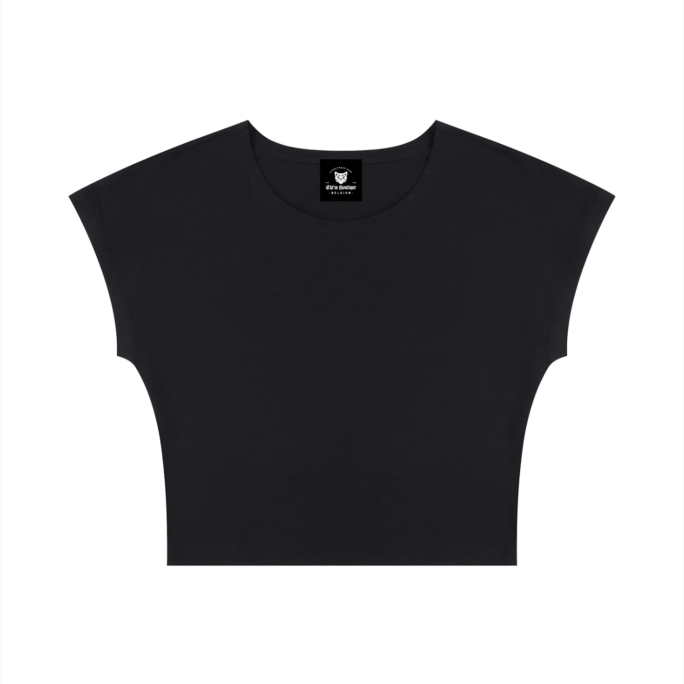 Packshot face du crop top t-shirt original femme noir