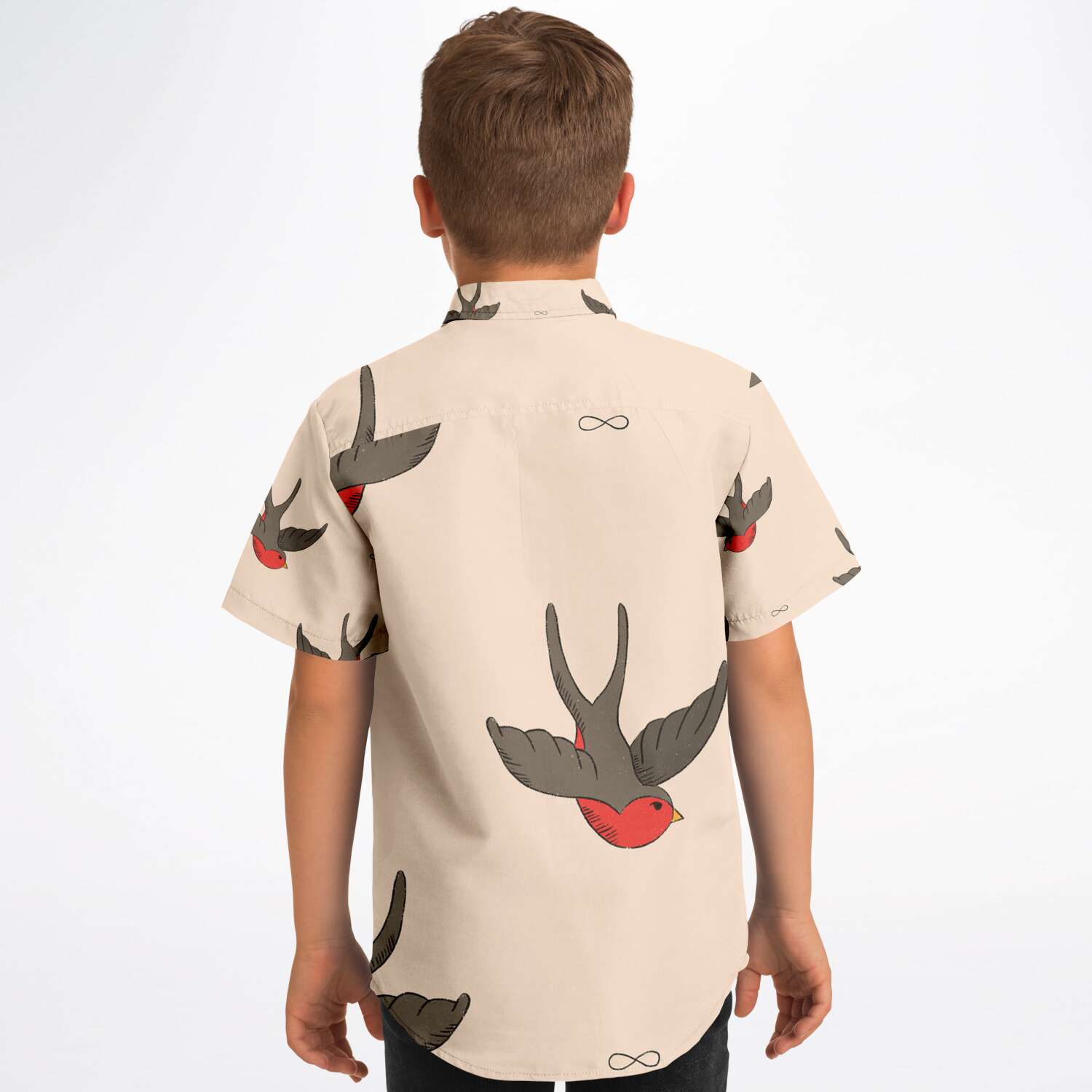 chemise garçon design hirondelle manches courtes