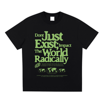 T-shirt oversized Sorona noir - imprimé Impact The World Radically en typographie vert pomme
