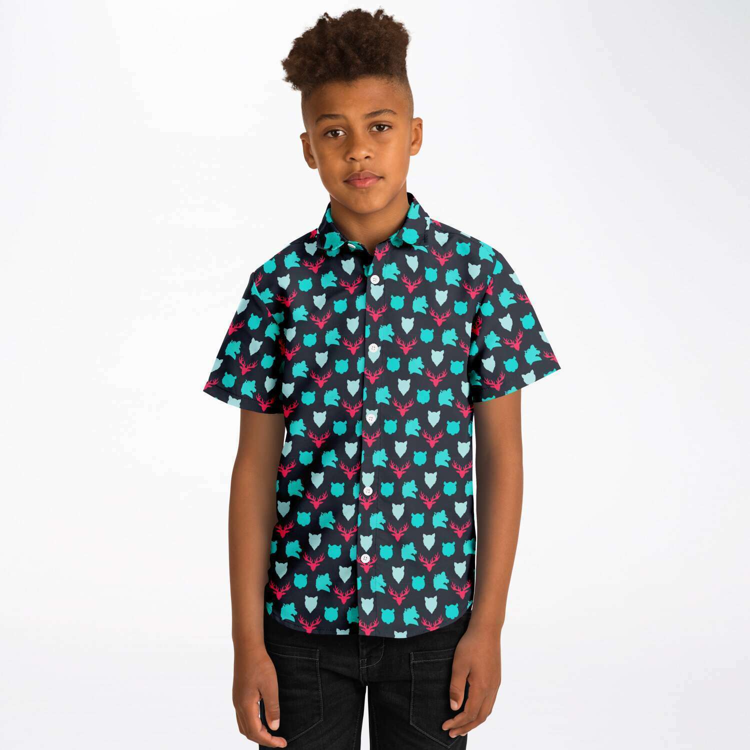 Chemise garçon originale bleue manches courtes