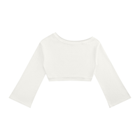 Sweat crop top femme épaules dénudées manches évasées blanc, vue de face