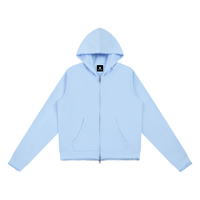 Sweat zippé capuche femme bleu ciel original, vue de face