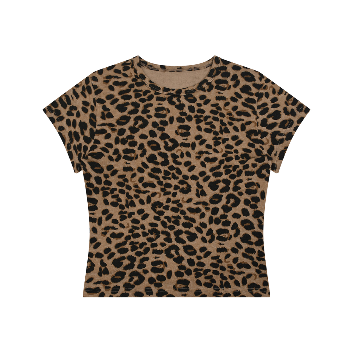 T-shirt femme crop top léopard, vue de face
