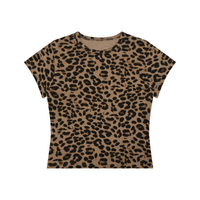 T-shirt femme crop top léopard, vue de face