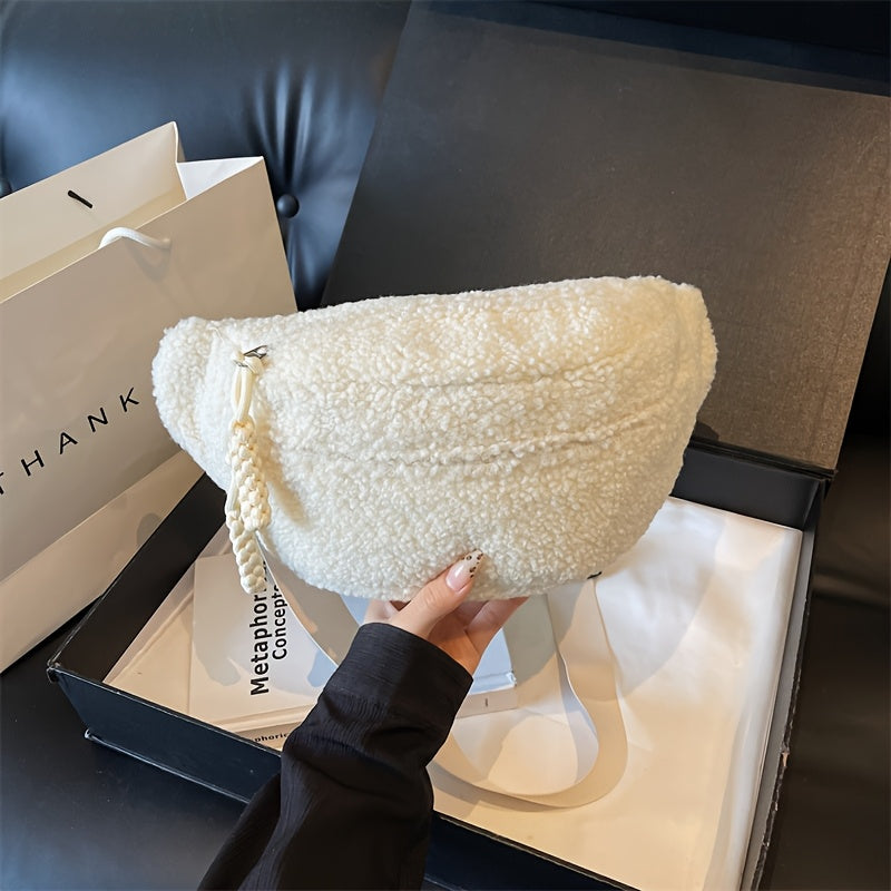 Sac banane moumoute beige effet fourrure