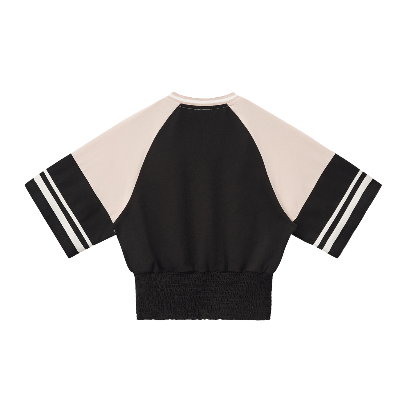 Packshot dos du sweat crop raglan original femme noir / abricot