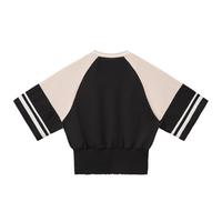 Packshot dos du sweat crop raglan original femme noir / abricot