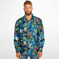 chemise en coton à motifs fleurs bleues