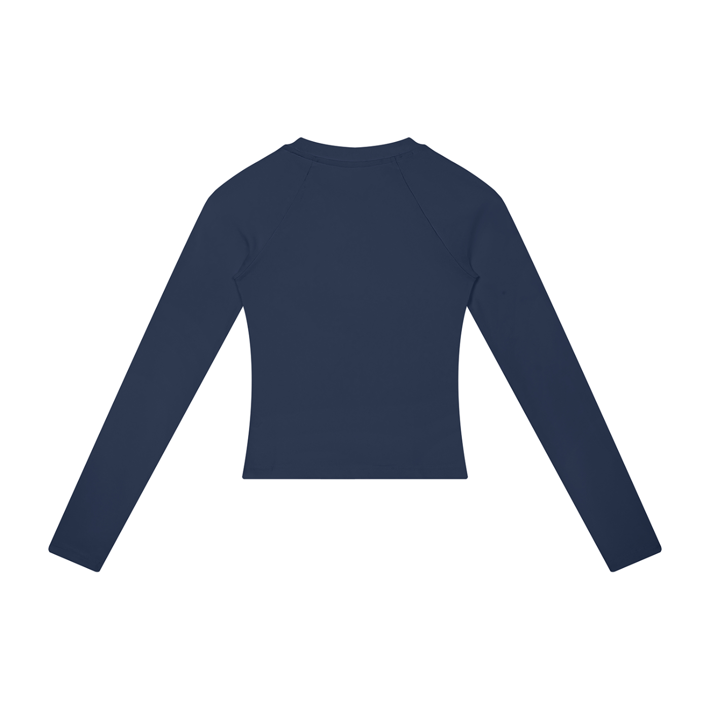 Packshot dos du t-shirt manches longues original femme bleu marine
