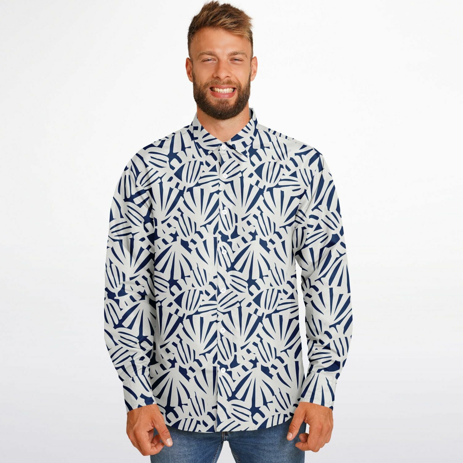 Chemise Homme style moderne et audacieux, avec un motif géométrique abstrait - Manches Longues