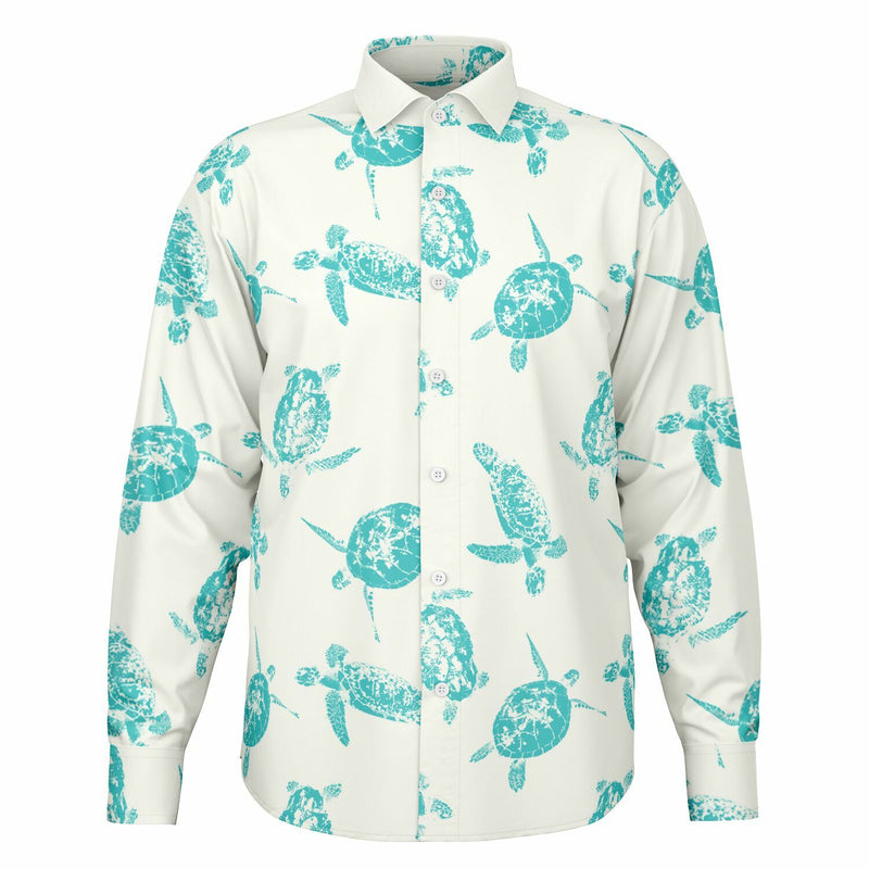 Chemise Homme blanche à tortues  - Manches Longues
