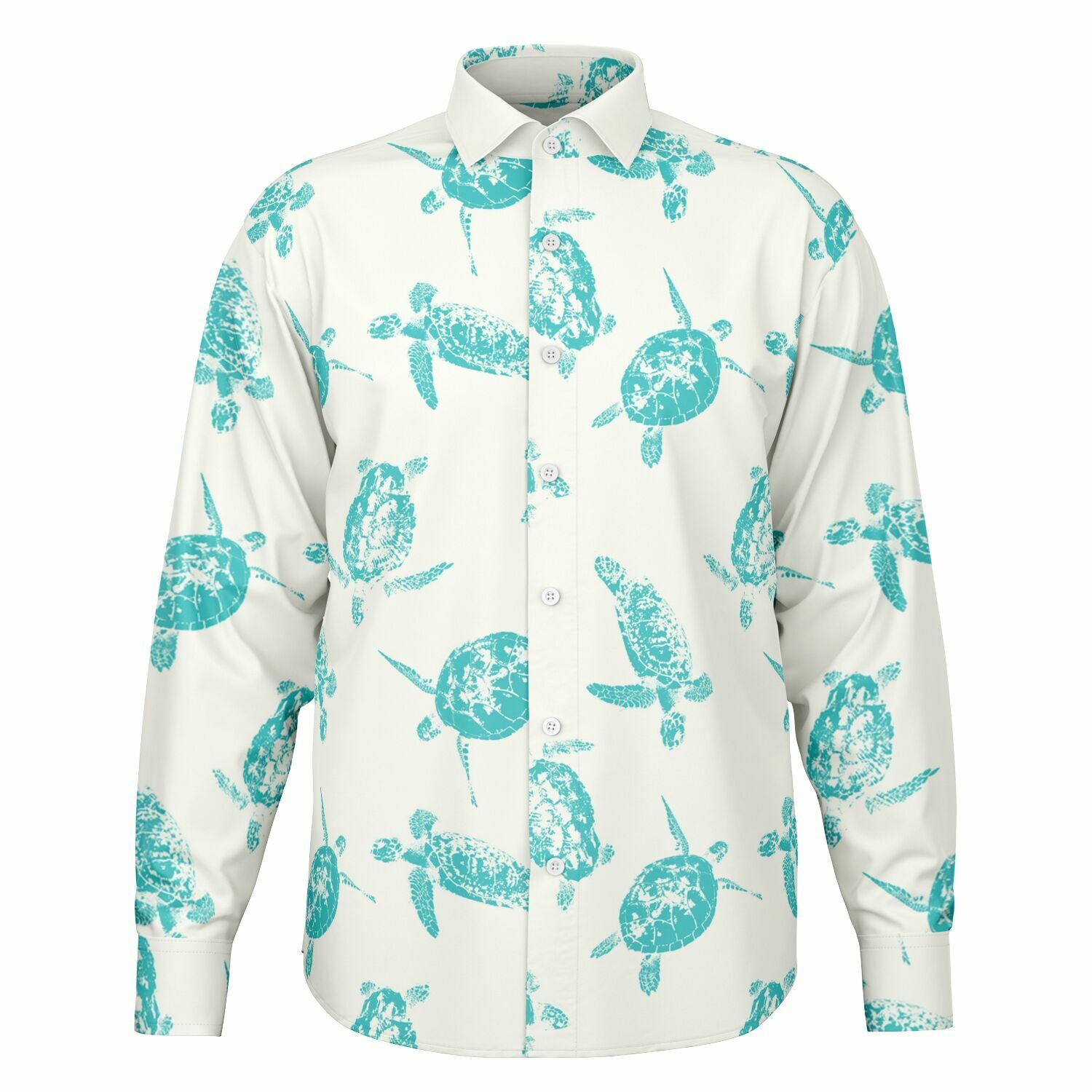 Chemise Homme blanche à tortues  - Manches Longues