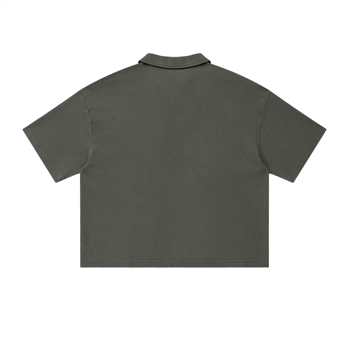 Polo Waffle Vintage Wash Noir — Streetwear Belge