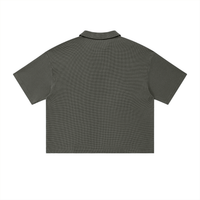 Polo Waffle Vintage Wash Noir — Streetwear Belge
