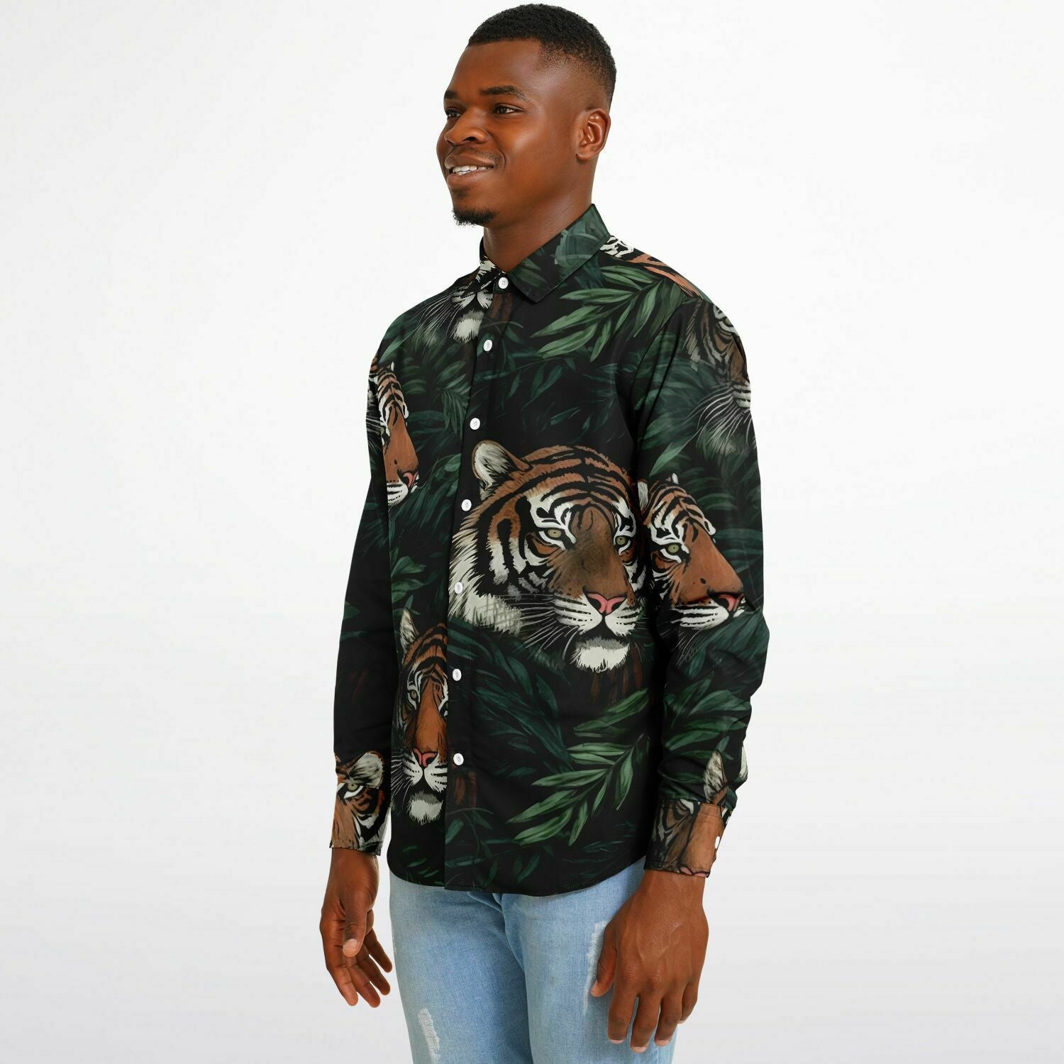 chemise homme design tigre en savane