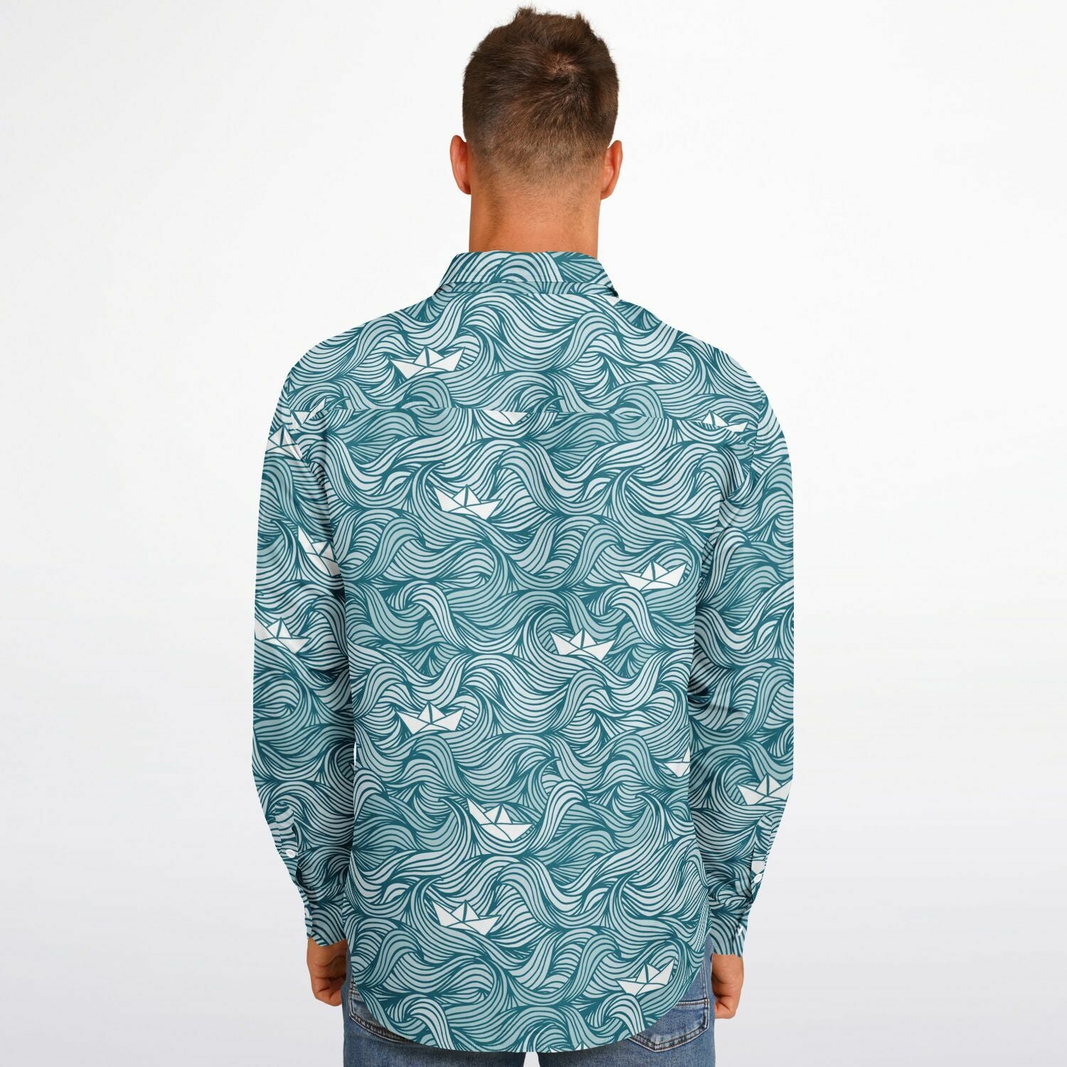chemise en tissu bleu pour homme manches longues
