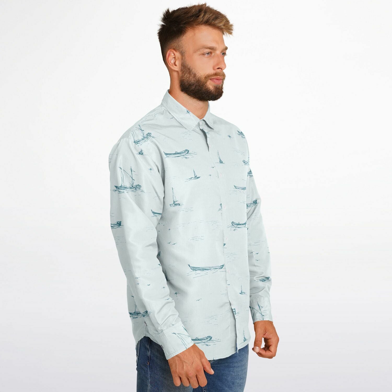 CHEMISE HOMME BLEU CIEL - MANCHES LONGUES à bateaux