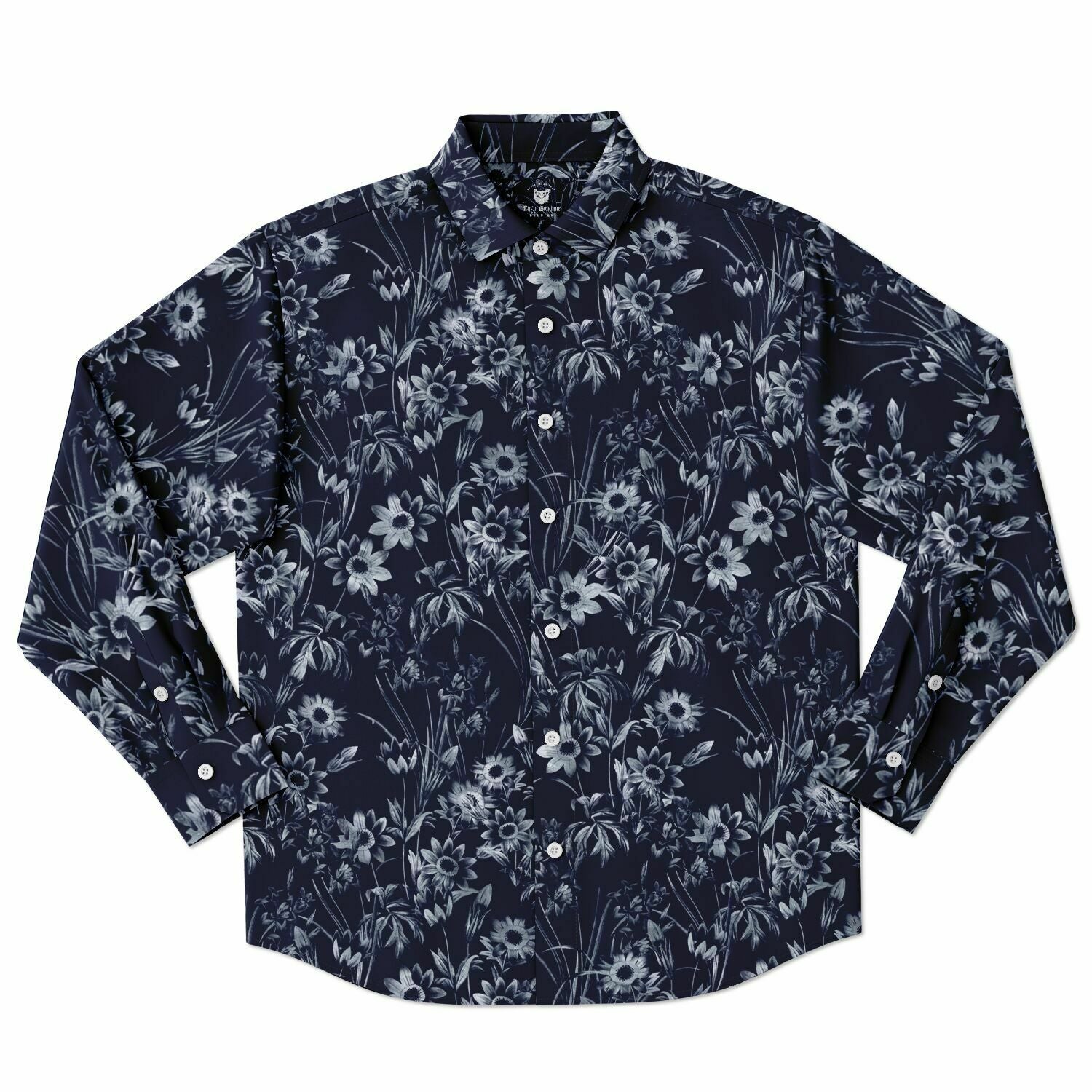 CHEMISE HOMME original floral bleu marine MANCHES LONGUES