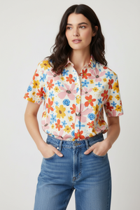Chemise homme manches courtes à fleurs