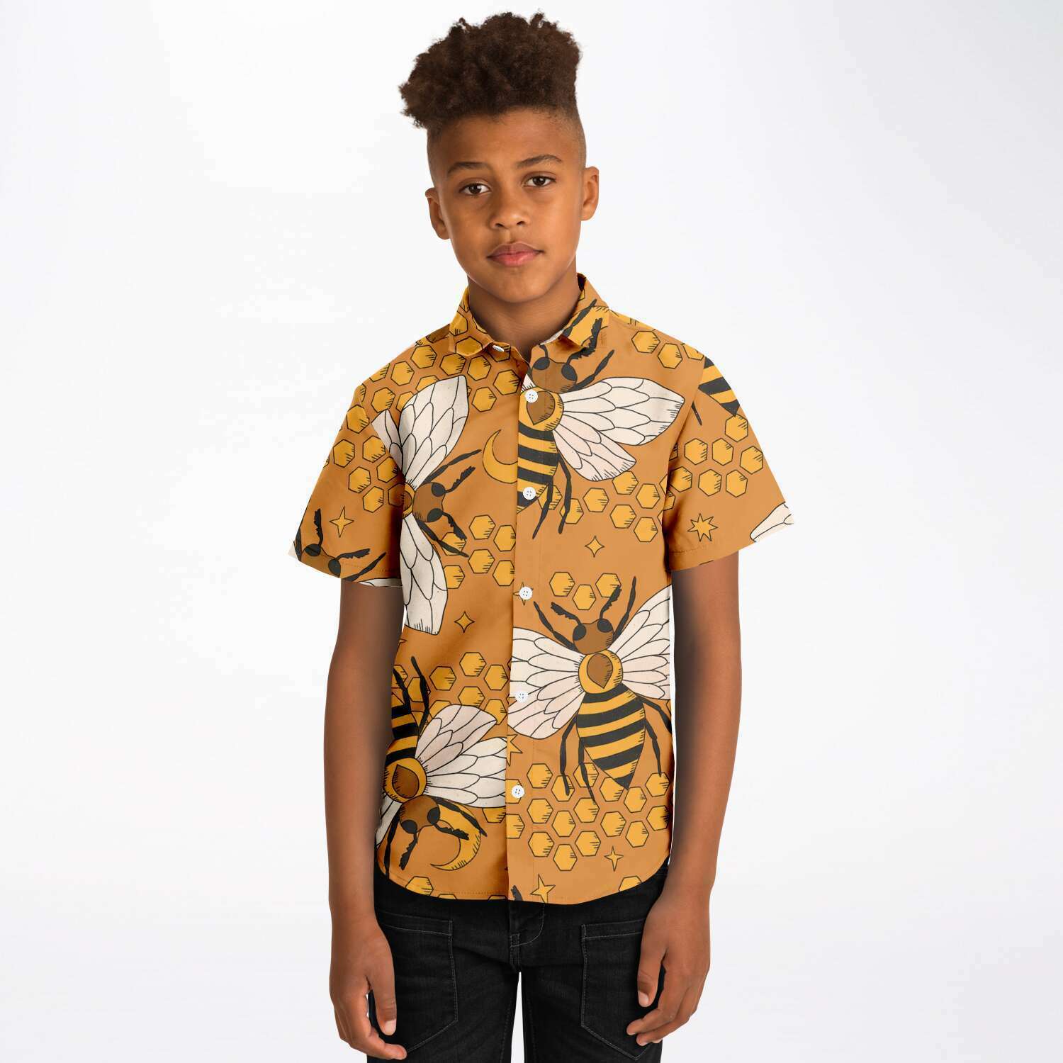 Chemise garçon originale à abeilles manches courtes