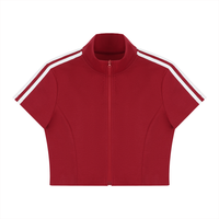 Packshot face du top zippé crop original femme rouge