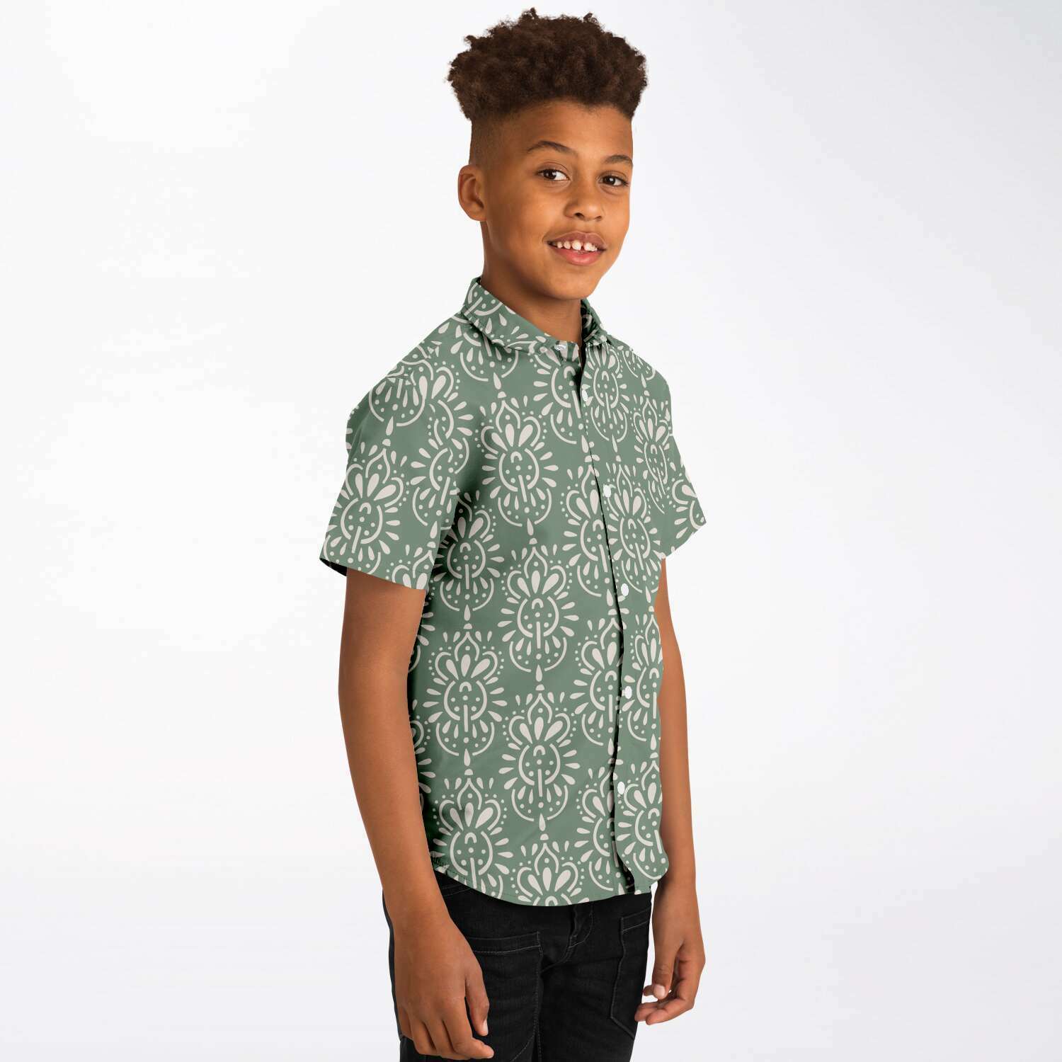 chemise courte garçon tendance verte
