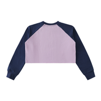 Dos du sweat crop top femme raglan bicolore lilas