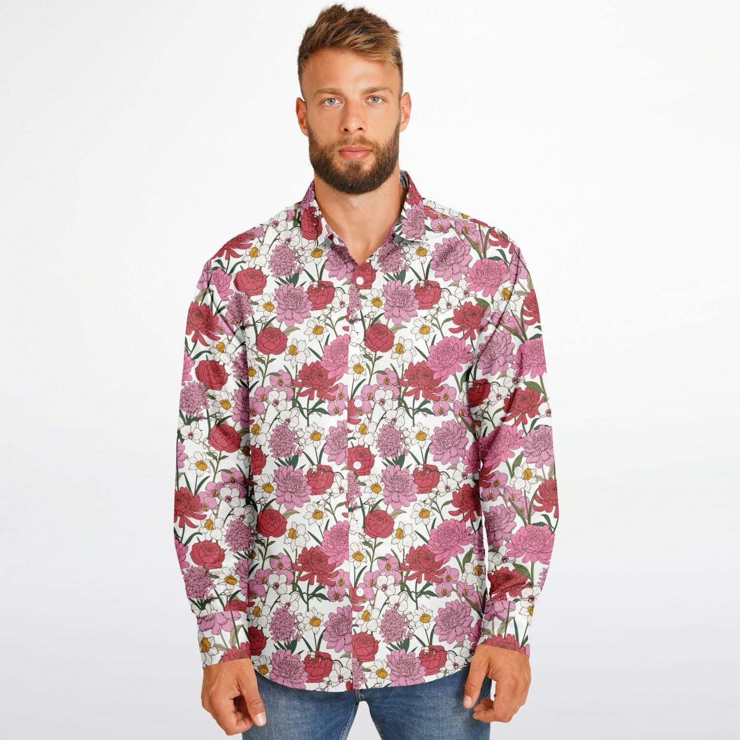 vêtement homme chemise à fleurs blanches
