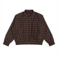Veste Harrington à carreaux bordeaux zippée, vue de face