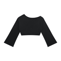 Sweat crop top femme épaules dénudées manches évasées noir, vue de face