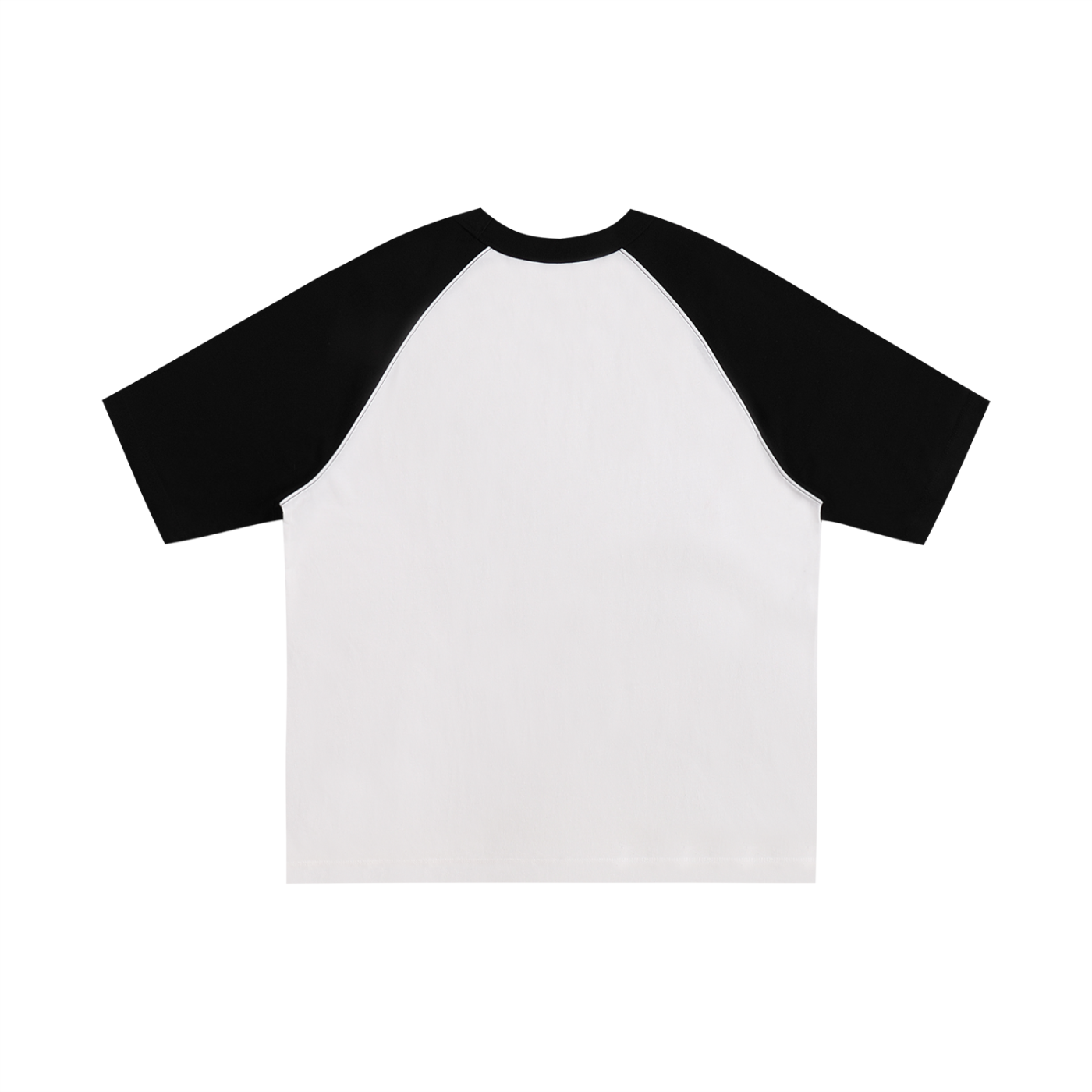 Dos du t-shirt raglan oversized DAD Beer blanc et noir - dos uni sans imprimé et épaules raglan noires