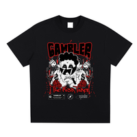 T-shirt oversized Gambler The Risk Taker en noir - imprimé rouge et blanc pleine poitrine