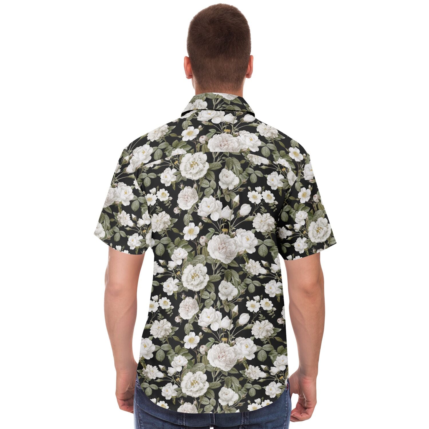 Chemise homme manches courtes à fleurs