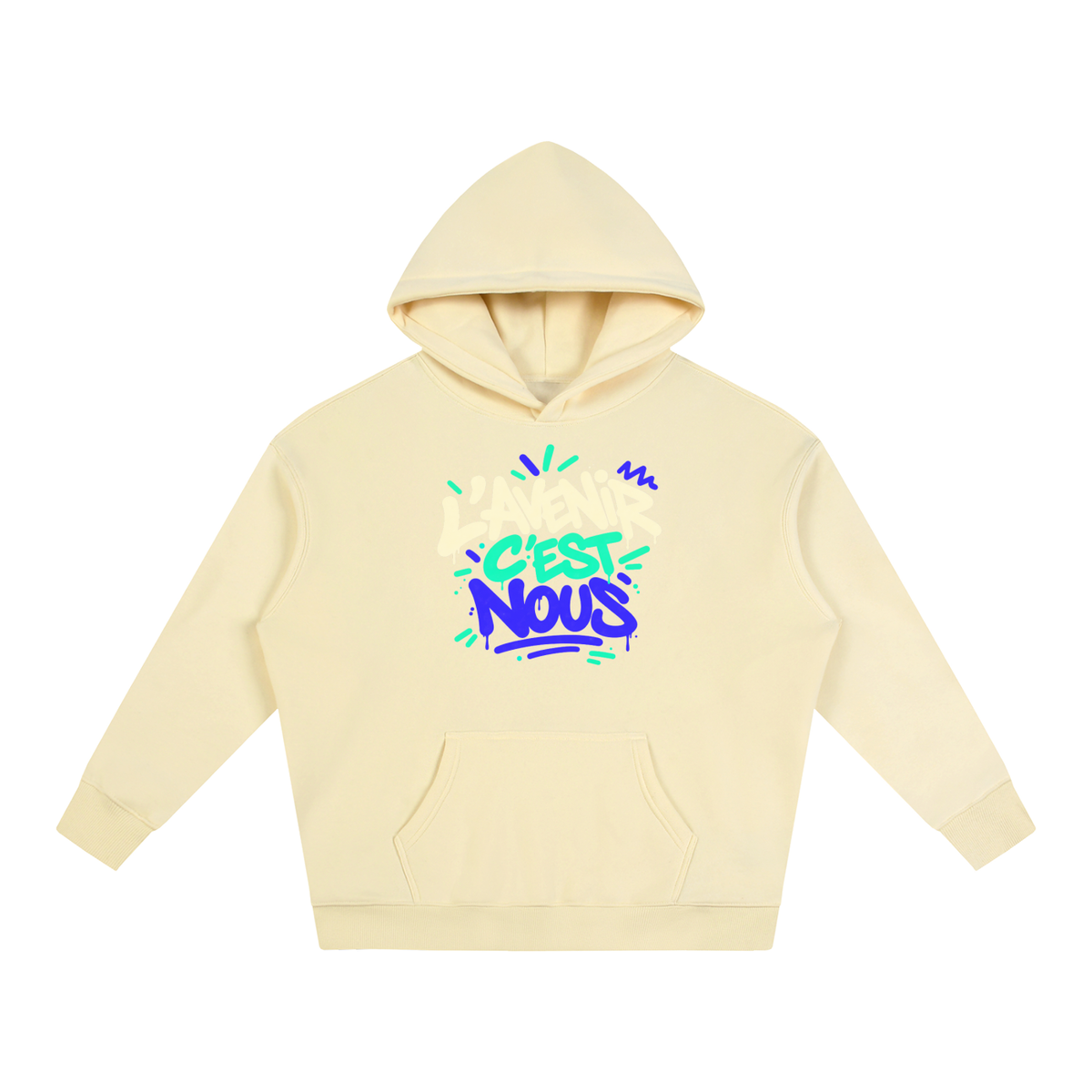 Hoodie oversize Gen Z « L'avenir c'est nous » – coloris pastel