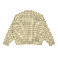 Dos de la veste Harrington à carreaux beige