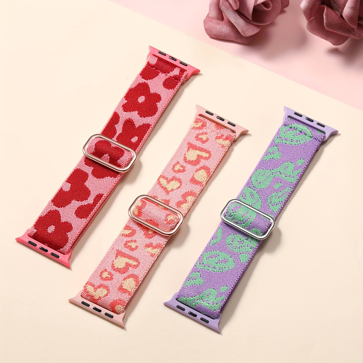 Bracelet Apple Watch boucle solo en nylon imprimé, coloris lot de 3 imprimés