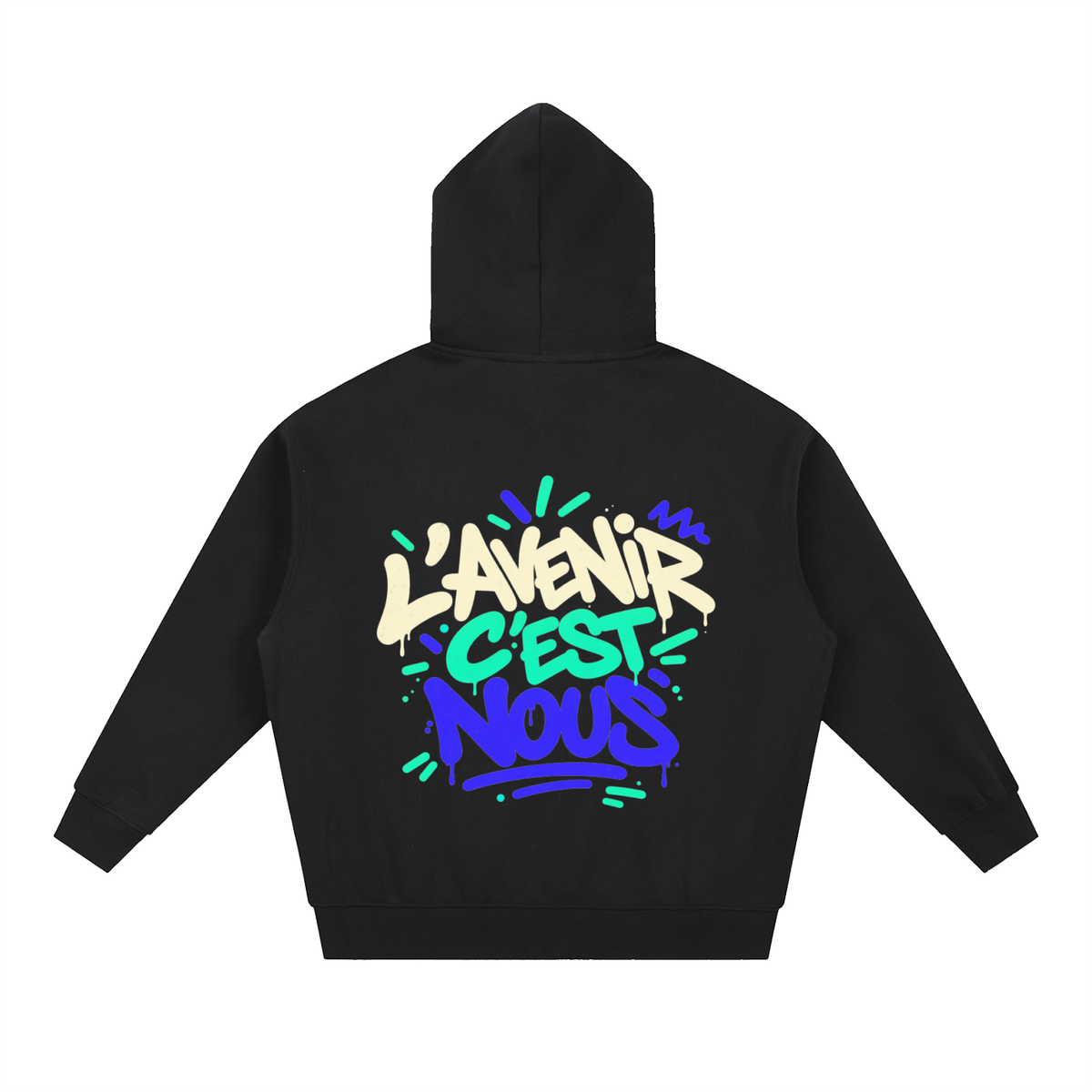 Hoodie zippé boxy Gen Z « L'avenir c'est nous » – double zip