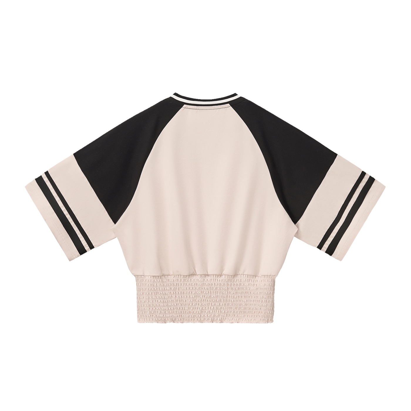 Packshot dos du sweat crop raglan original femme abricot / noir