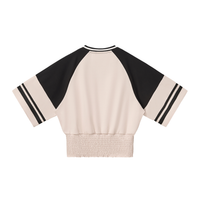 Packshot dos du sweat crop raglan original femme abricot / noir
