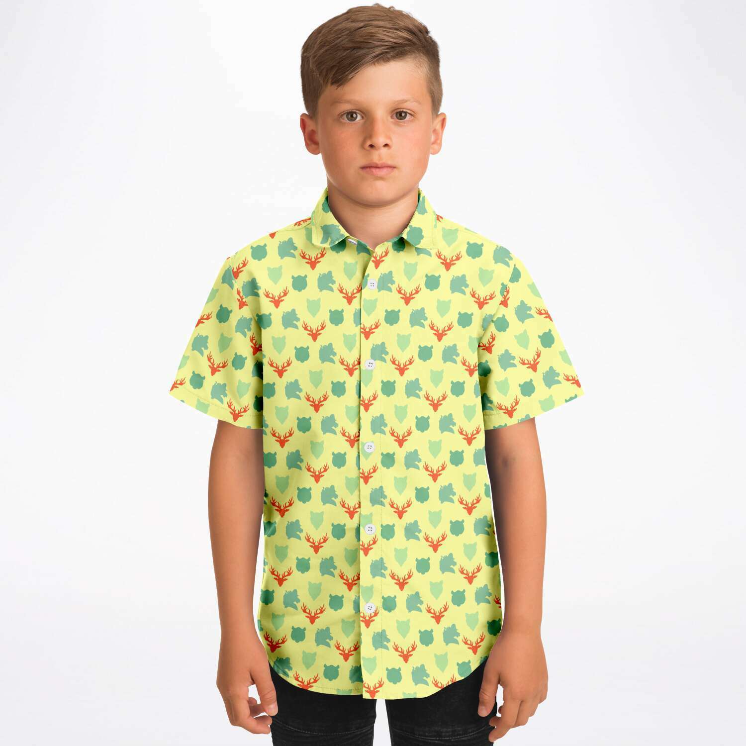 Chemise garçon originale jaune manches courtes
